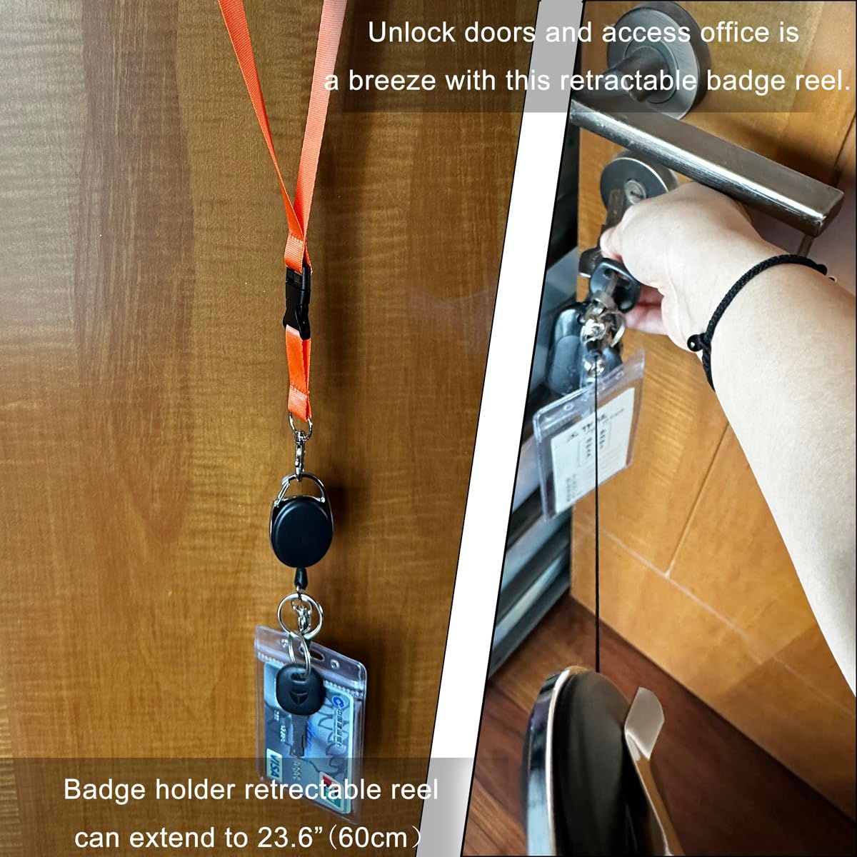 2pcs Scalable badge scroll, used for badge holder heavy-duty retractable keychain, sturdy ABS shell, with stainless steel spring coil β image 4
