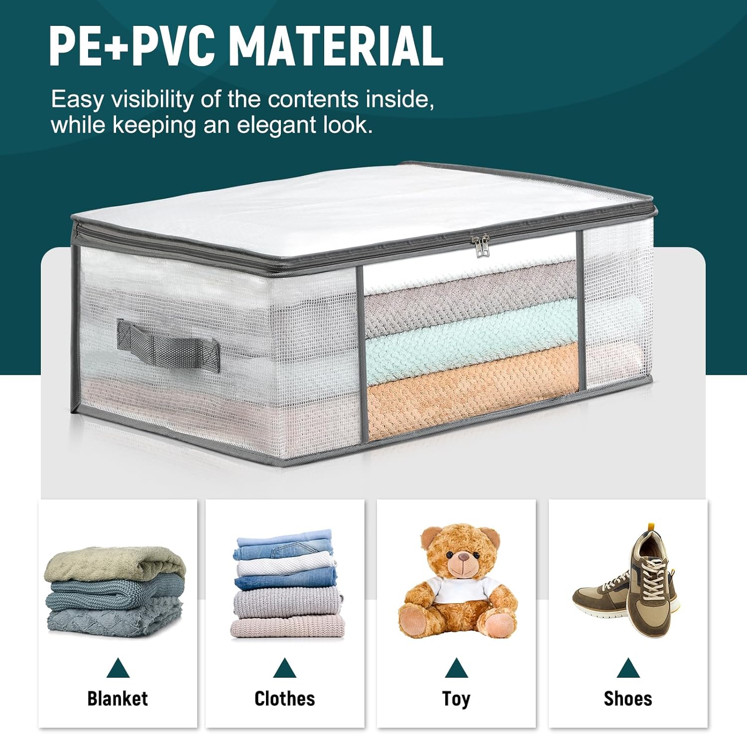 2 Pack Under Bed Storage Containers Bins-55L, 3-Pack Clothes Bags-35L — image 3