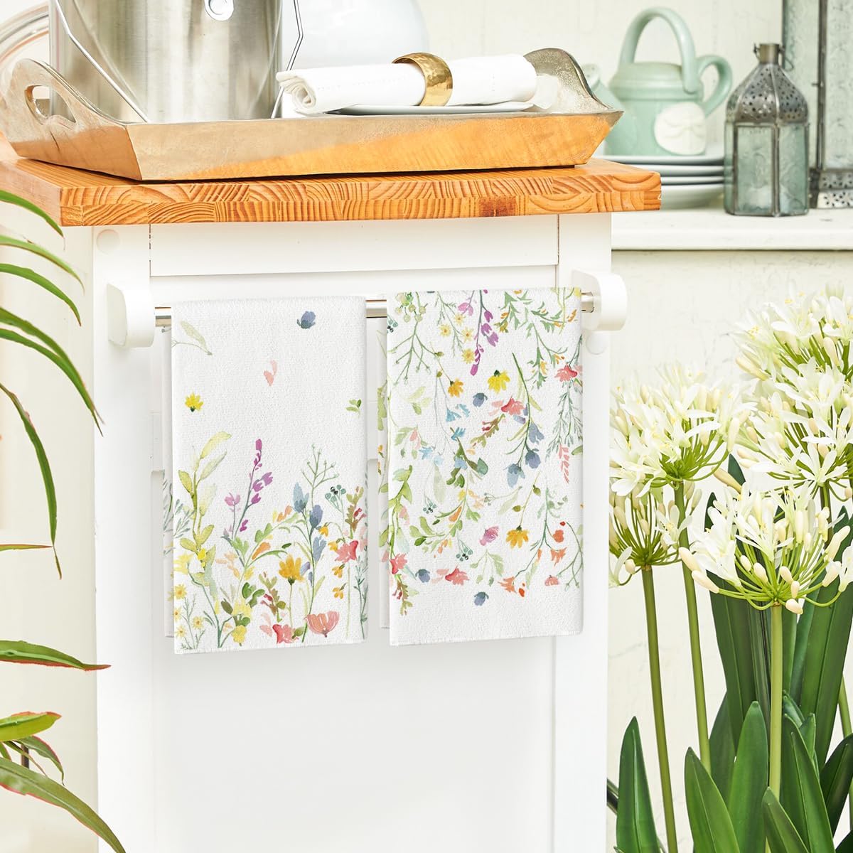 Wildflower Floral Spring Kitchen Towels Dish Towels, 18x26 Inch Farmhouse Summer Decoration Hand Towels Set of 2 โ image 4