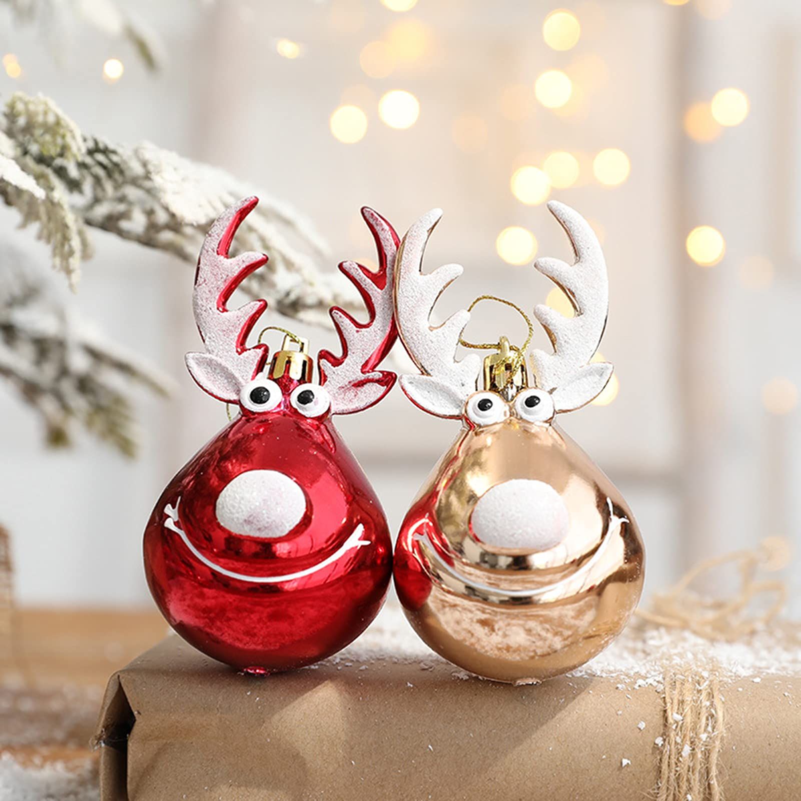 2pc Reindeer Ornament, For Hanging on a Tree or Crystal with Copper Accent and Print Face, Part of the Joyful Ornaments Collection — image 5