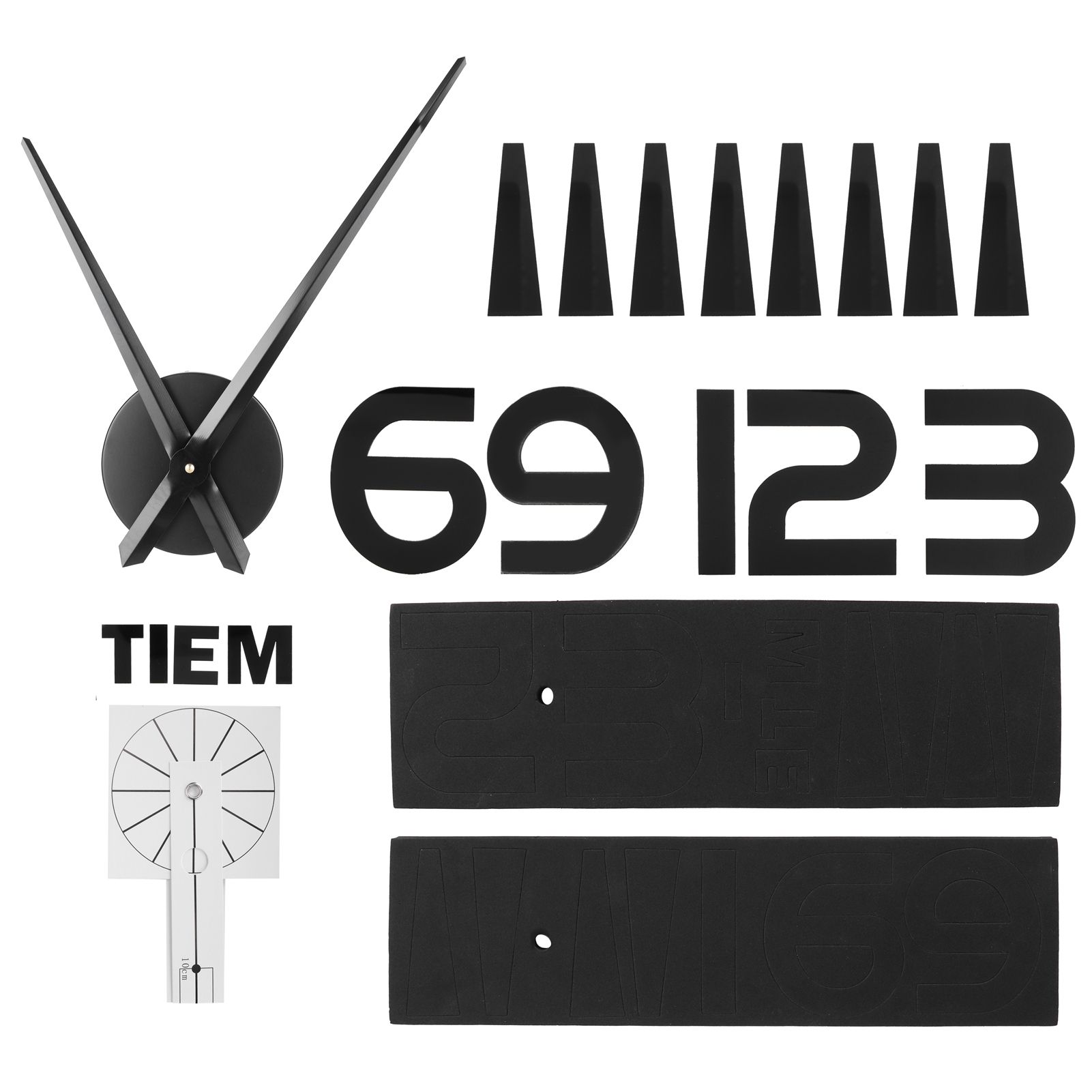 Frameless Wall Clock Sticker Mirror Surface Living Room Bedroom Office DIY DecorationBlack — image 3