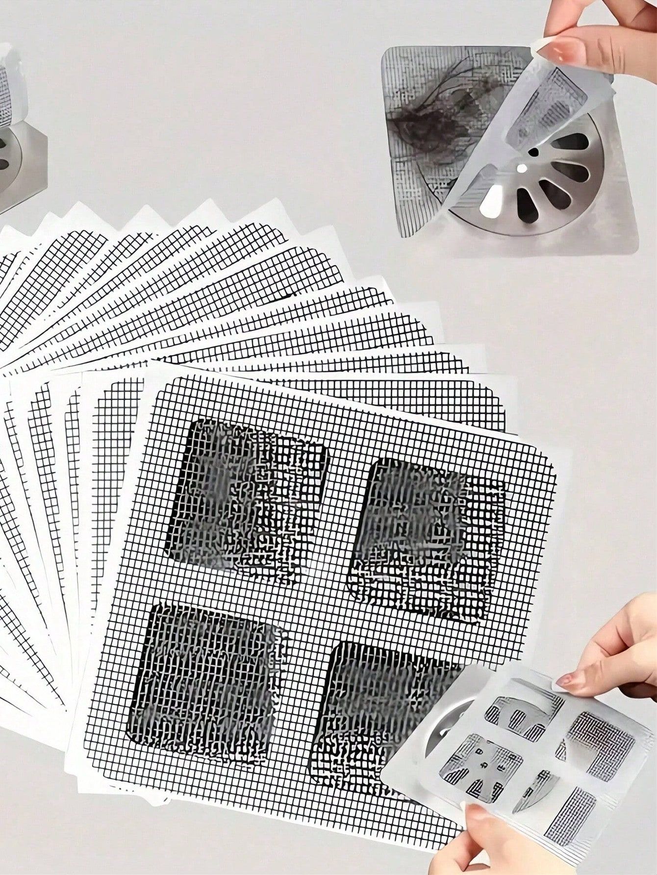 10pcs/100pcs Disposable Drain Filter Cover Shower Drain Hair Collector Floor Sink Filter Sticker Mesh Cover Basin Hair Stopper Self Adhesive — image 3