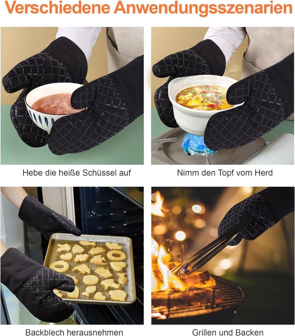 Heat-Resistant Oven Mitts & Grill Gloves, Anti-Slip Kitchen Potholders Up to 300°C for Cooking and Baking, Gray — image 5