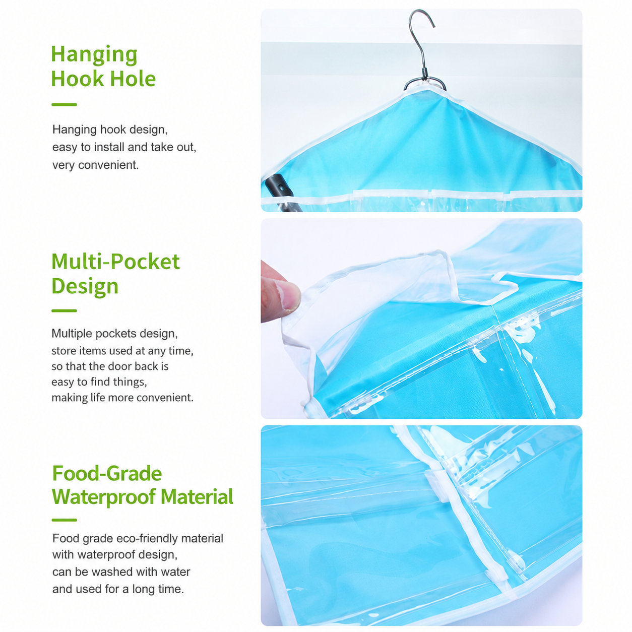 4 Pack Beige Hanging Closet Organizer, Portable 16 Pockets Behind the Door Storage Bag for Underwear, Socks & Small Accessories — image 3