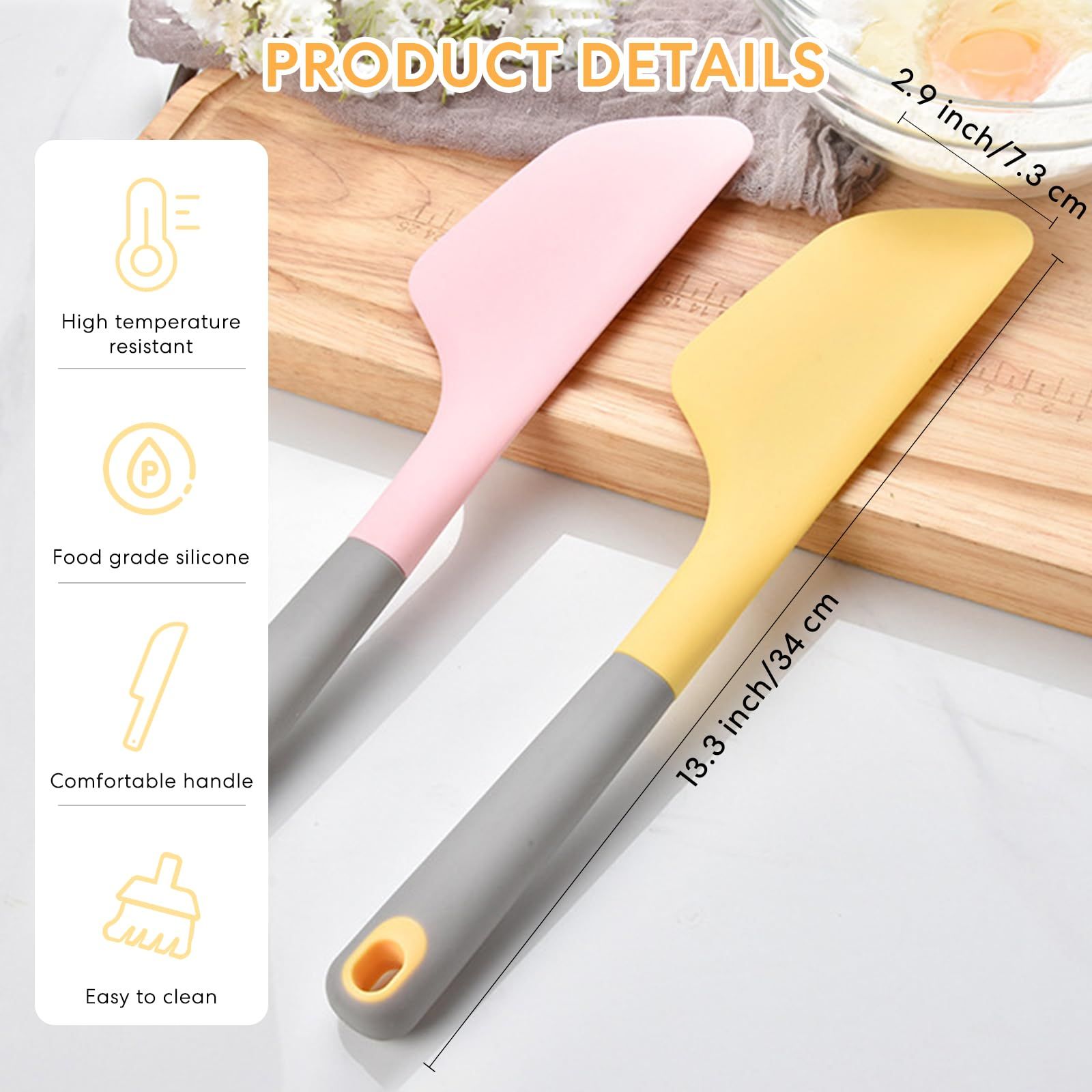 4 Pcs Extra Large Silicone Spatulas, High Temperature Resistance Spatula Spreader Kitchen Cake Spatula (Multicolor) — image 2