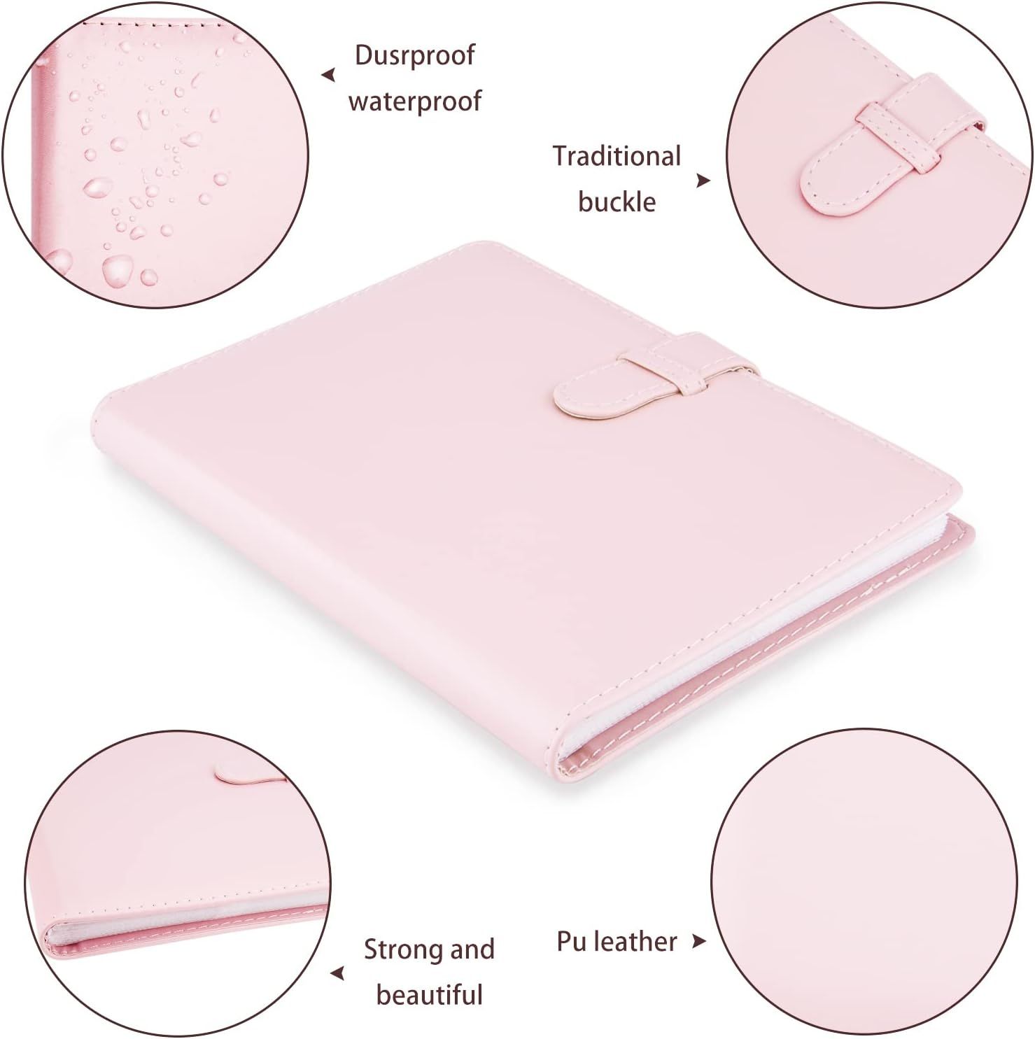 108 Pockets Photo Album Compatible with 3-inch 108 grid solid color vintage photo album storage photos(Pink) โ image 3