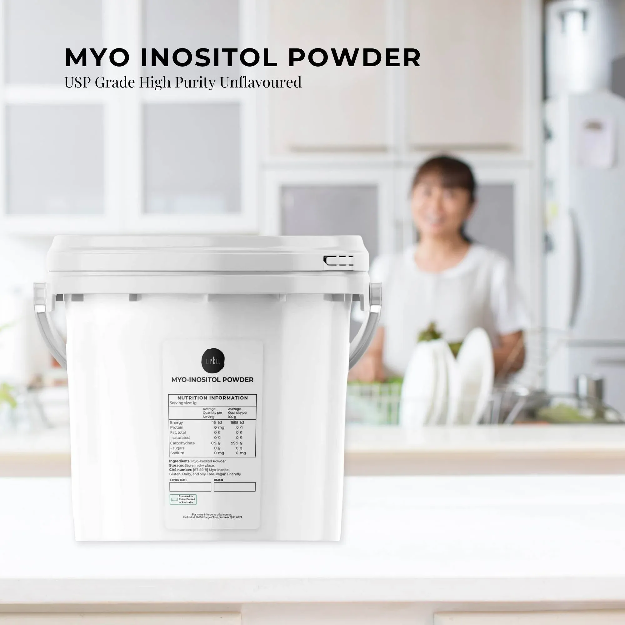 Orku 3.5Kg Myo Inositol Powder Tub - USP Grade High Purity Unflavoured โ image 2