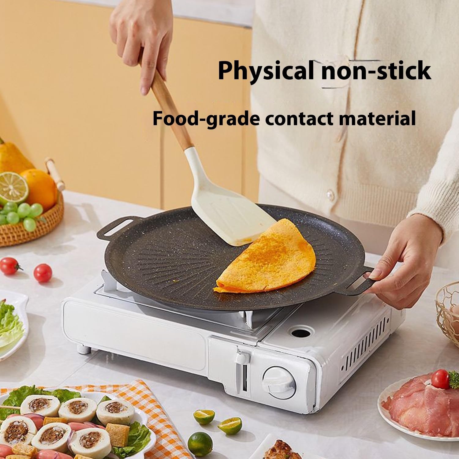 Grill Pan, 12.6" Maifan Non-Stick BBQ Indoor & Outdoor Grill Pan for Searing, Grilling, and Cooking Meats & Vegetables, Even Heating (12.6 Inch) — image 4