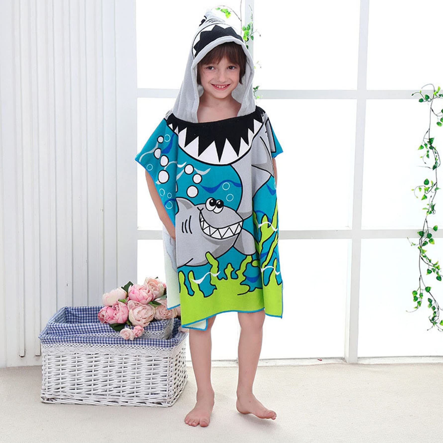 Beach Bath Poncho Towels,Kids Poncho Towel Swimming Towel Microfibre Ultra Soft and Extra Large Bathrobe for Girls Boys Children — image 2