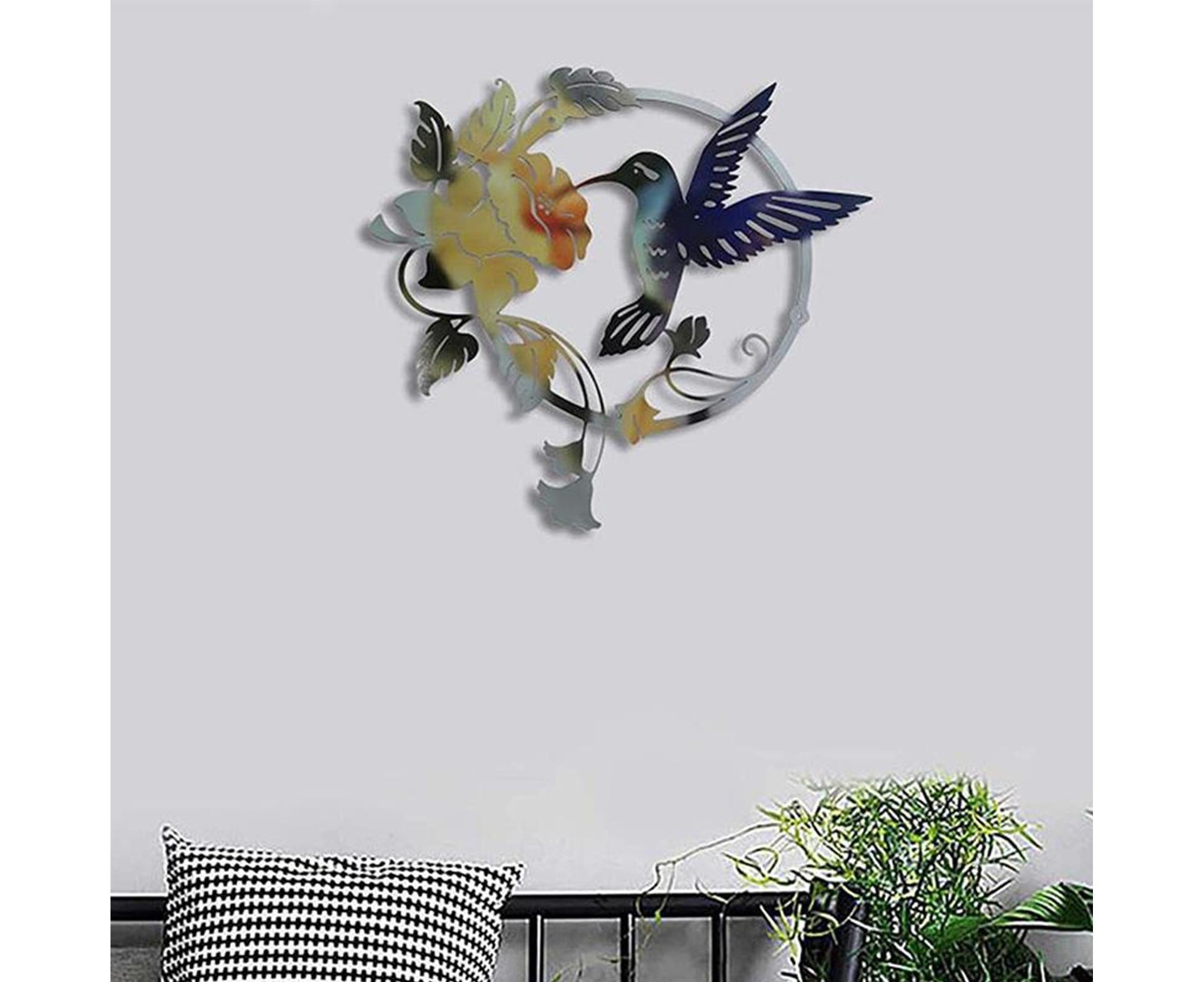 Metal Bird Wall Art Decor Hummingbird - Yellow โ image 4