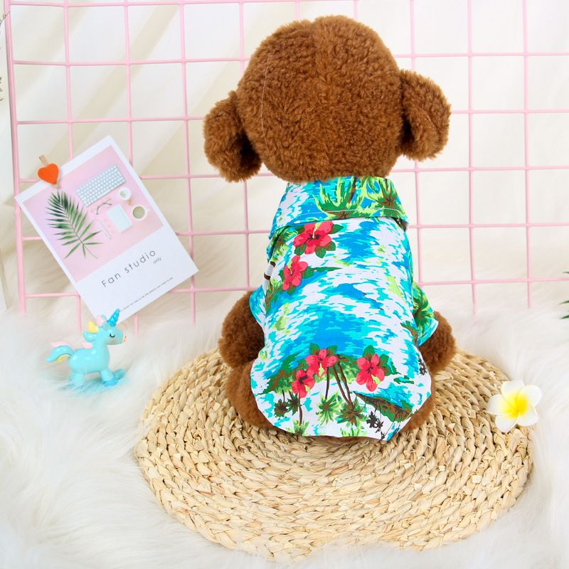 Pet Shirt Hawaii Print Odd Pet Dog Cat Hawaiian Blue XS