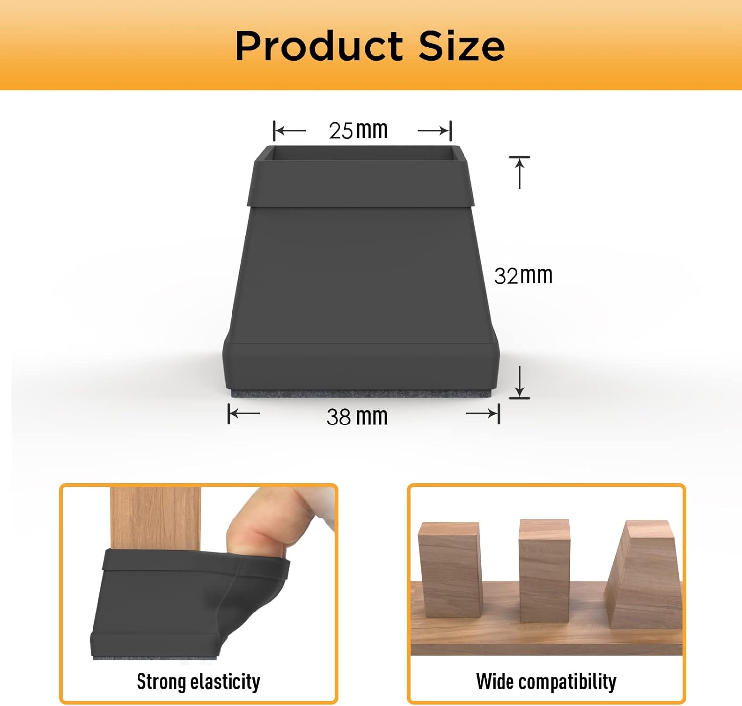 16 PCS Square Silicone Chair Leg Floor Protector, Chair Leg Cover, Furniture Leg Protector, Mobile Table and Chair Leg Cover, Protect The Floor from β image 3