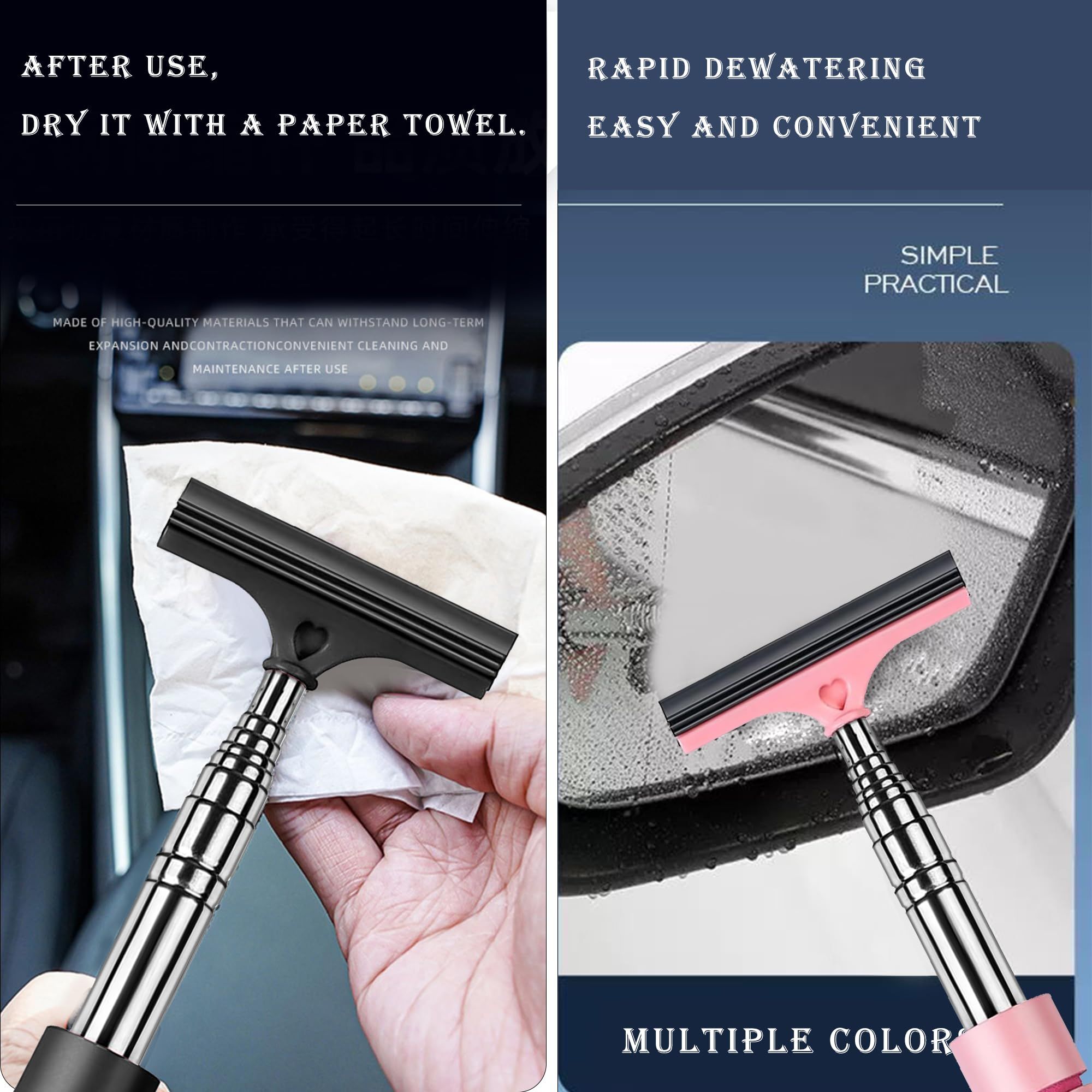 3 PCS Side Mirror Squeegee,Car Mirror Squeegee,Retractable Car Rearview Mirror Wiper, for Rainy Foggy Weather,(Blank/Pink/Green) — image 3