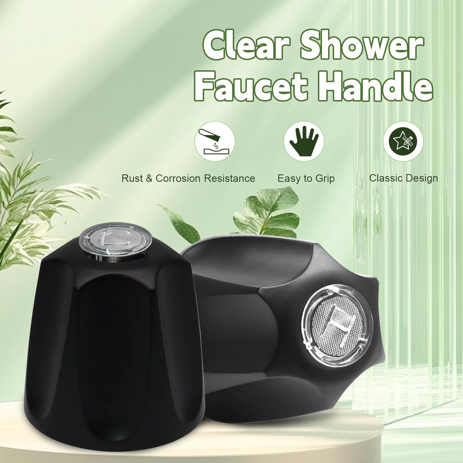 Biaungdo Black Shower Knob Replacement Set of 3, Bathtub Faucet Handles Include Hot and Cold/Diverter Shower Knob for Remodeling Trim โ image 3