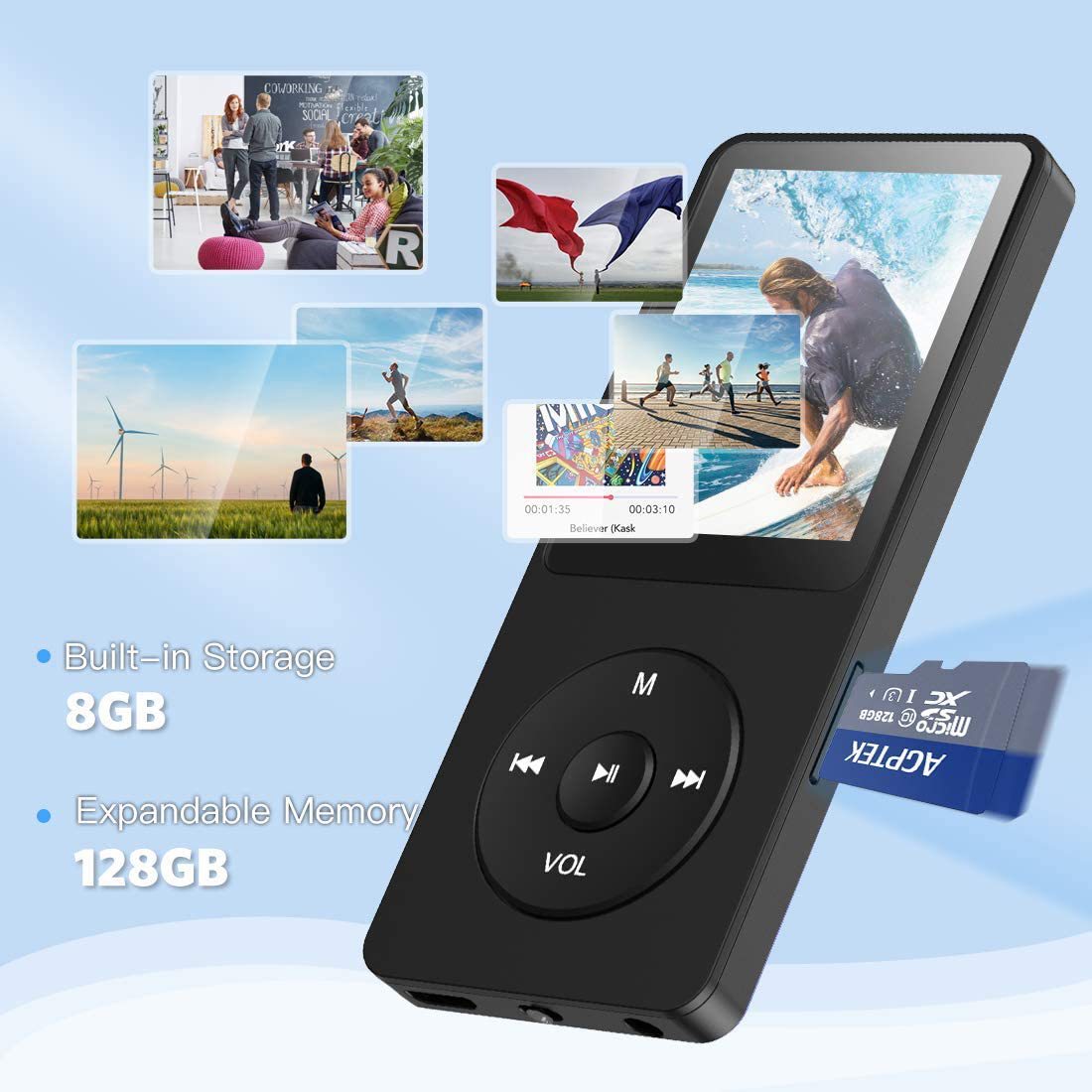 Portable Digital Music Player - Bluetooth 5.4, Hi-Fi Lossless Sound, 8GB Built-in & Expandable Storage(black 8GB) โ image 5