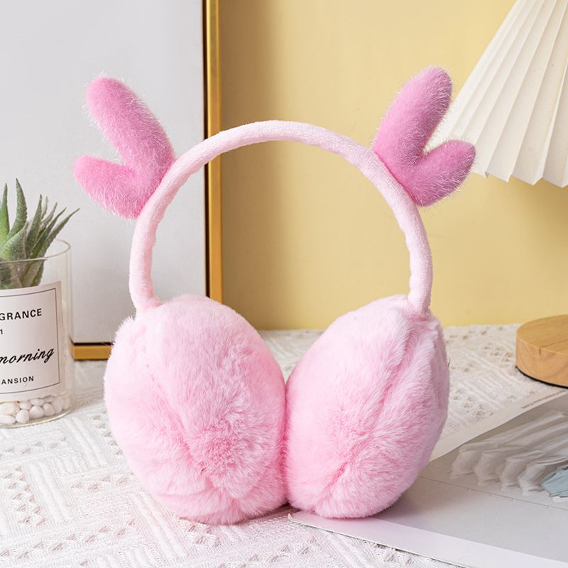 Ear Cover Fashion Stretchable Earmuffs Ear Muffs for Winter Cute Reindeer Antlers Earmuffs Warm Faux Fur Ear Warmers(2pcs) — image 2