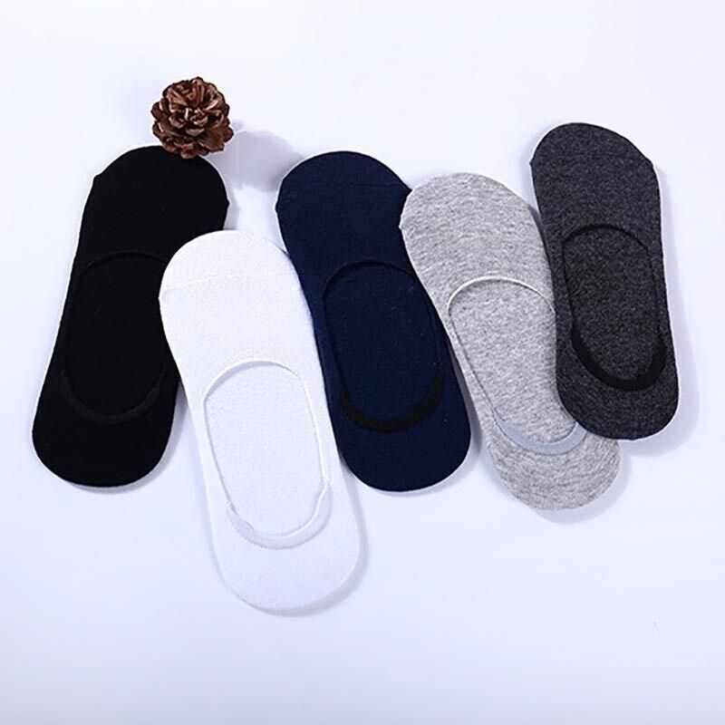 5 Pairs No Show Liner Socks Non Slip Cotton Low Cut Invisible Unisex Footies - White+Light Grey+Dark Grey+Navy*2 — image 6
