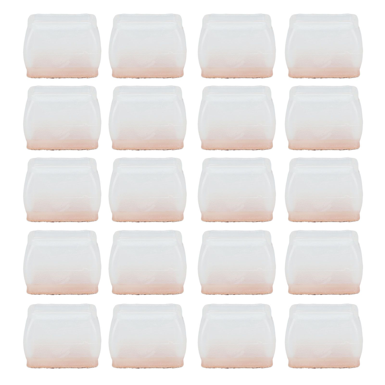 20Pcs Chair Leg Protector for Hardwood Floor Rubber Felt Furniture Pad Cover Non Scratches Noise Transparent Rectangle S