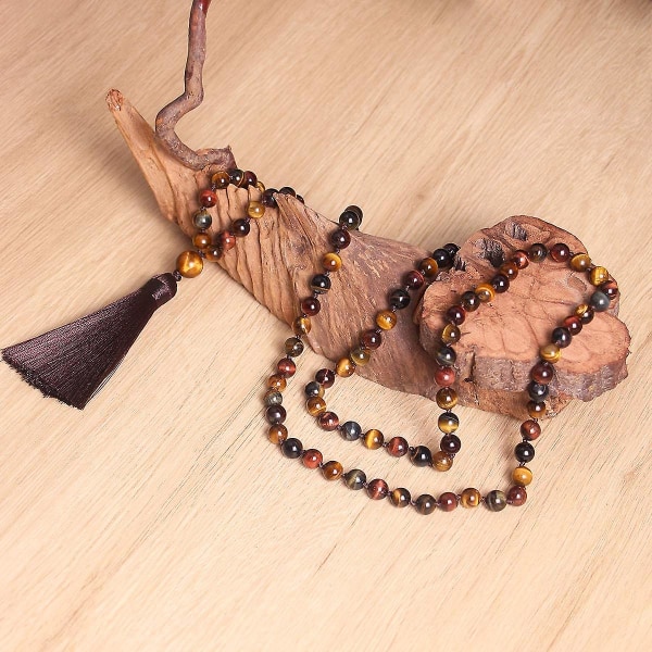 108 Mala Bead Necklace, Tibetan Prayer Beads in Natural Stone — image 3
