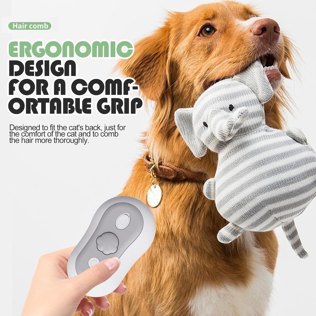 3-in-1 Steam Brush for Cats and Dogs - USB - Massage Comb - Hair Remover Brush - Dog Brush - Cat Brush with Water Reservoir and Release Button - Pet Grooming — image 3