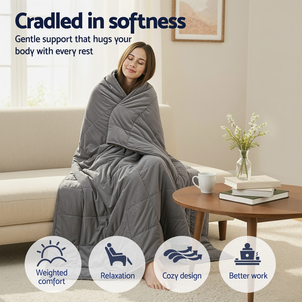 Giselle 9KG Weighted Blanket Adults Kid Anti Anxiety Gravity Blankets Sherpa Fleece โ image 4