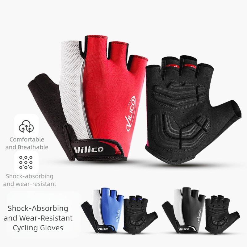 Size XL Blue Padded Half-Finger Cycling Gloves - Breathable Shock-Absorbing Workout Gloves for Gym & Fitness โ image 2