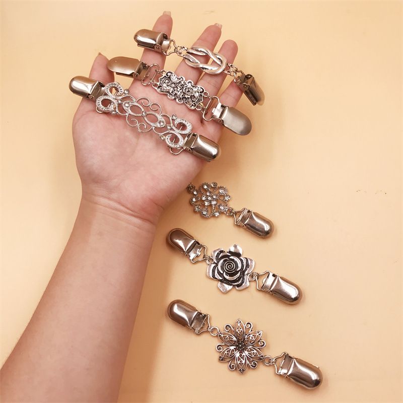 6 Pieces silvery Vintage Shirt Dress Cardigan Clip, Waist Clip for Women, Sweater Shawl Brooch Jacket Clip for Clothing — image 4