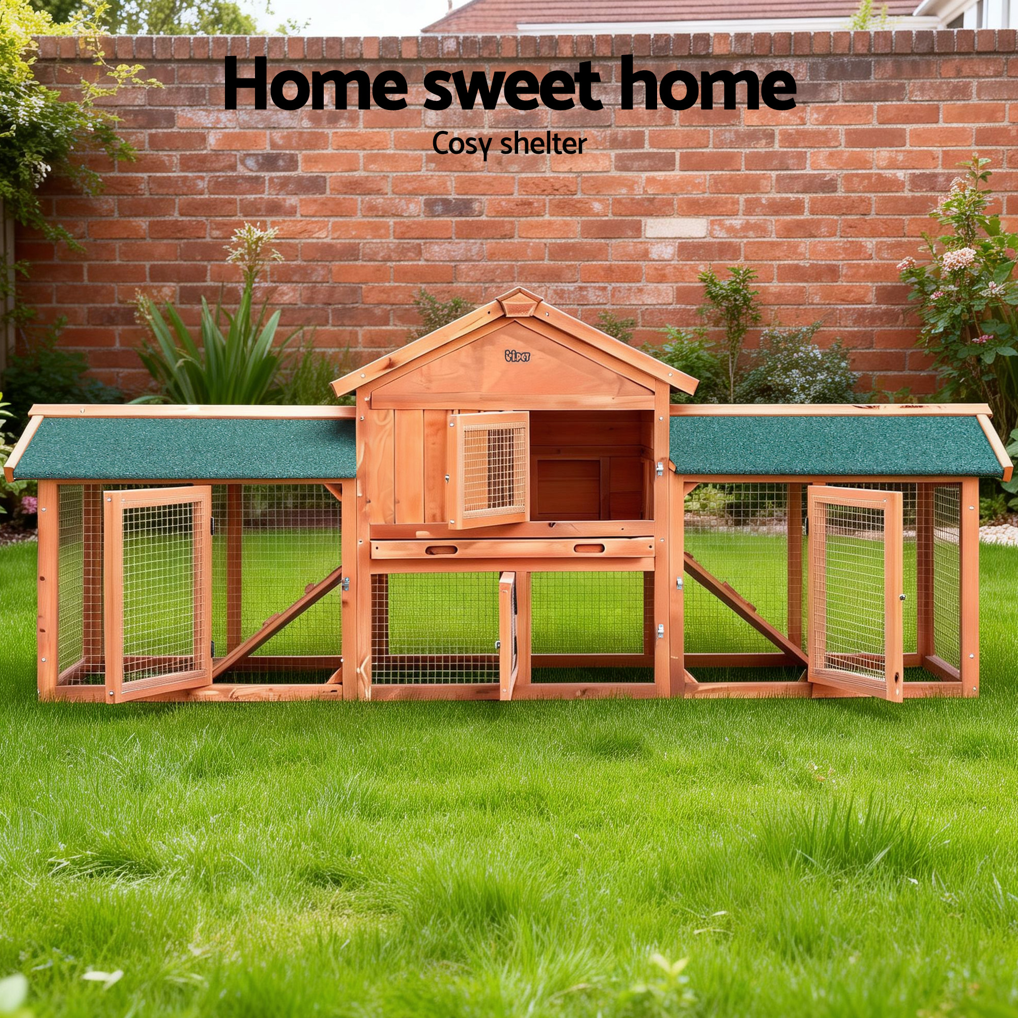i.Pet Chicken Coop Rabbit Hutch 220cm x 44cm x 84cm Large Chicken Coop Run Wooden Outdoor Cage House โ image 5
