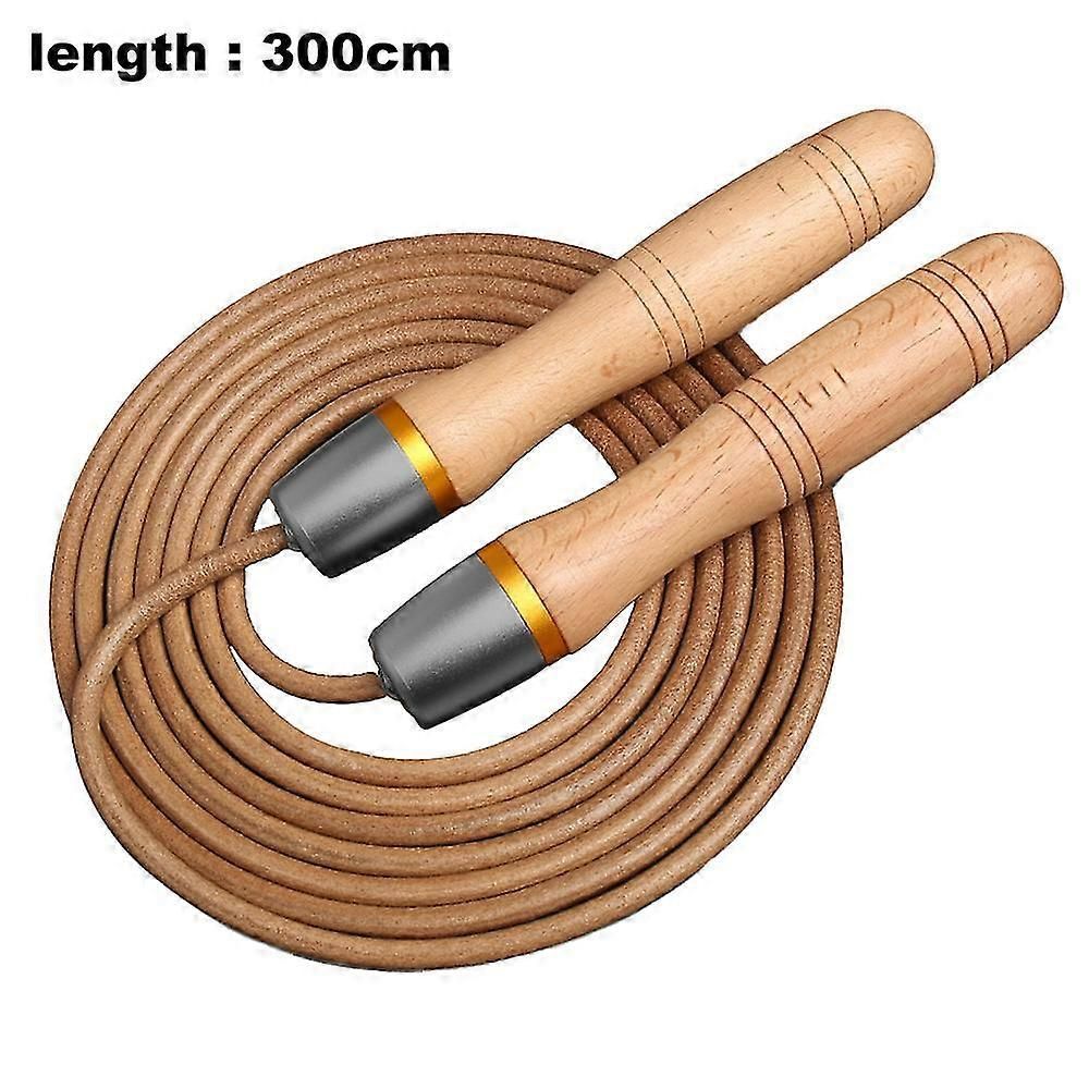 Adjustable Leather Jump Rope with Wooden Handles, Ball Bearing Speed Skipping Rope for Cardio, Boxing, Fitness, CrossFit & Exercise Training - Grey โ image 2