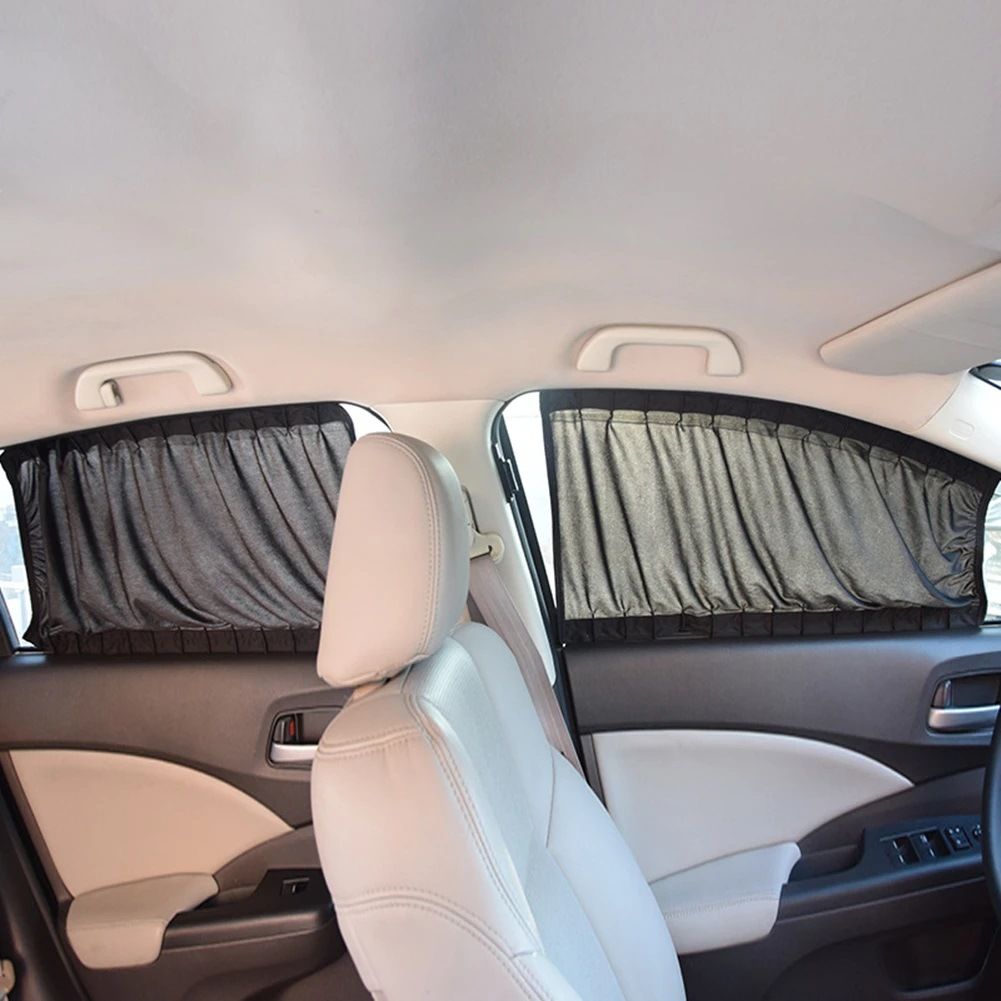 2pcs Universal Car Sun Shade Side Window Curtain Auto Foldable Uv Protection Black Pure Cloth Sun Visor Blinds Cover Car-Styling 50*47cm โ image 3