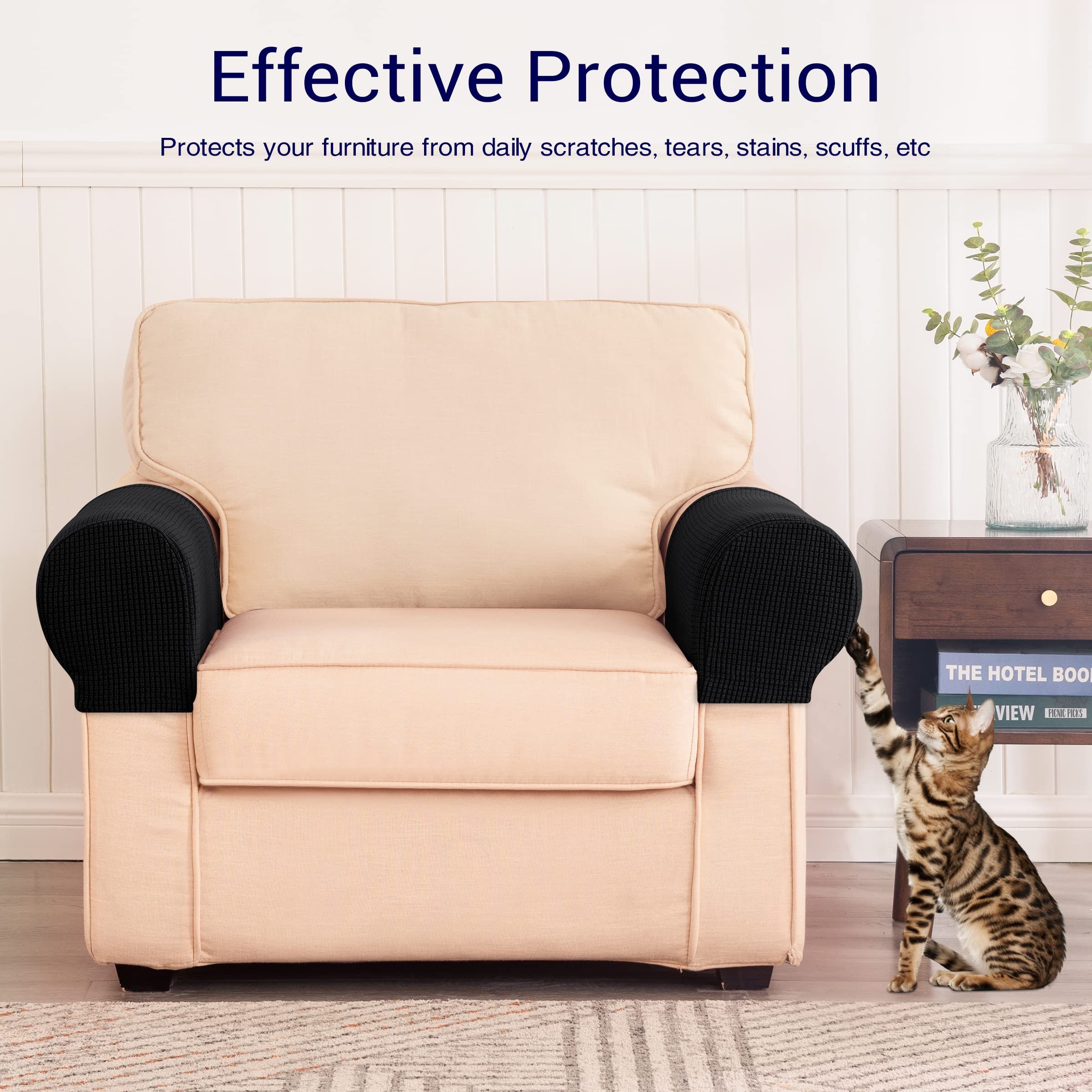 2pc Stretch Armrest Covers Spandex Arm Covers for Chairs Couch Sofa Armchair Slipcovers for Recliner Sofa with Twist Pins — image 4