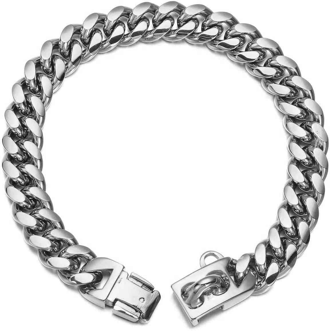 Heavy-Duty Metal Cuban Link Dog Collar with Bone Charm – 14mm Stainless Steel Hip-Hop Chain Necklace for Everyday Walks, Outdoor Adventures, and — image 5