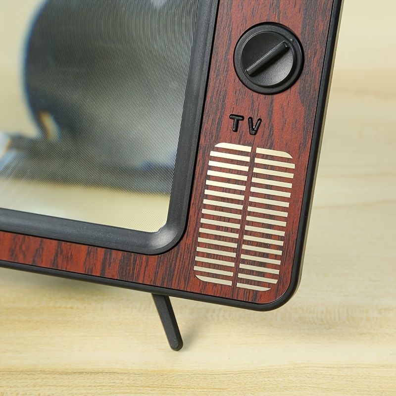 30.48 cm Cell Phone Screen Amplifier, Super Clear, Foldable, Portable, Eye Protection 3D Screen Amplifier, Creative Retro TV Shape for Mobile Devices Brown — image 5