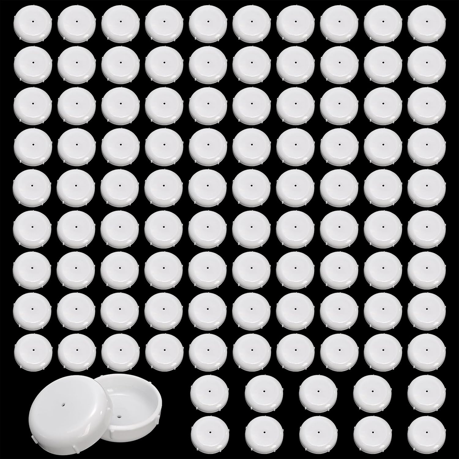 100 Pack 1-1/2 inch Patio Furniture Feet Caps, Wrought Iron Outdoor Chair Glides, Thick Plastic Leg Caps for Metal Chairs & Tables