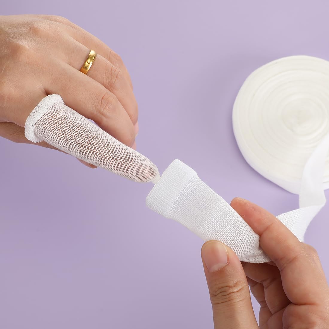 Finger Tubular Bandage, Net Wound Dressing Stretch Tubing Gauze Dressing Retainer Breathable Thumb Toe Covers for Wounds Finger Applicator and Splint, 1.5CM X โ image 6