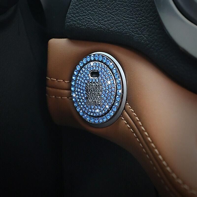 Bling Crystal Ring For Car One Key Engine Start Stop Decoration Button - Blue โ image 6