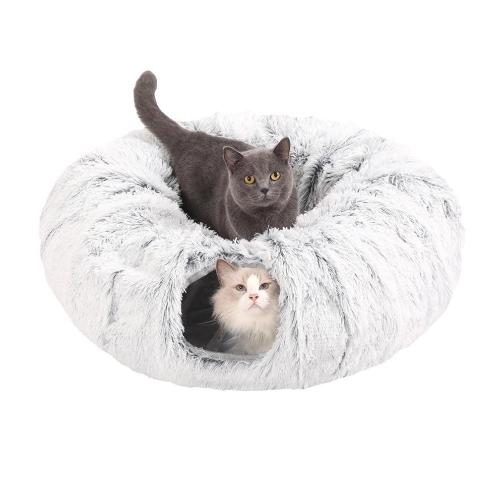 Plush Cat Tunnel with Cat Bed Pet Cat Tunnel Toys Gray — image 6