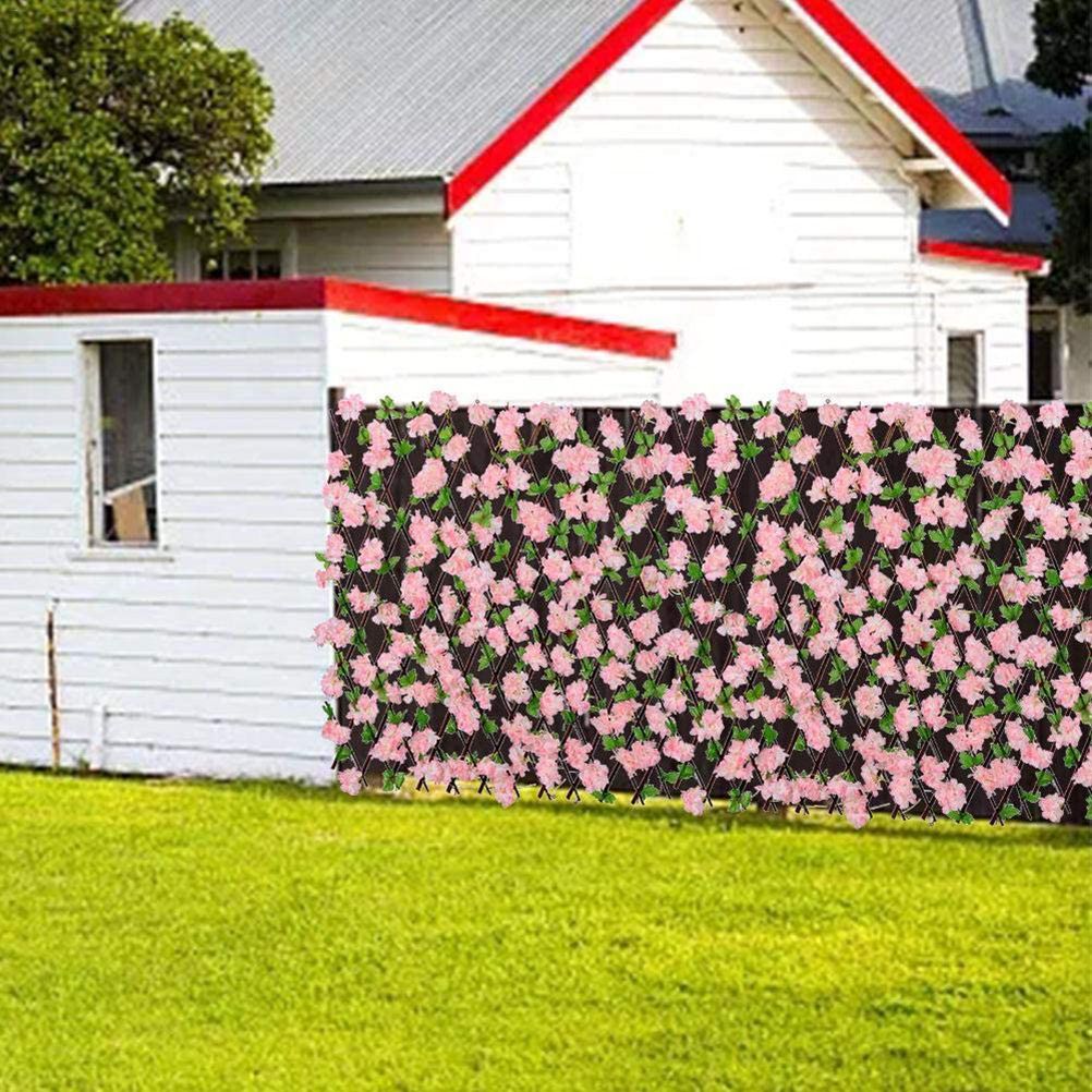 Wooden Retractable Fence Expanding Fence Hedge With Artificial Flower Leaves Garden Decoration Trellis Screen — image 2