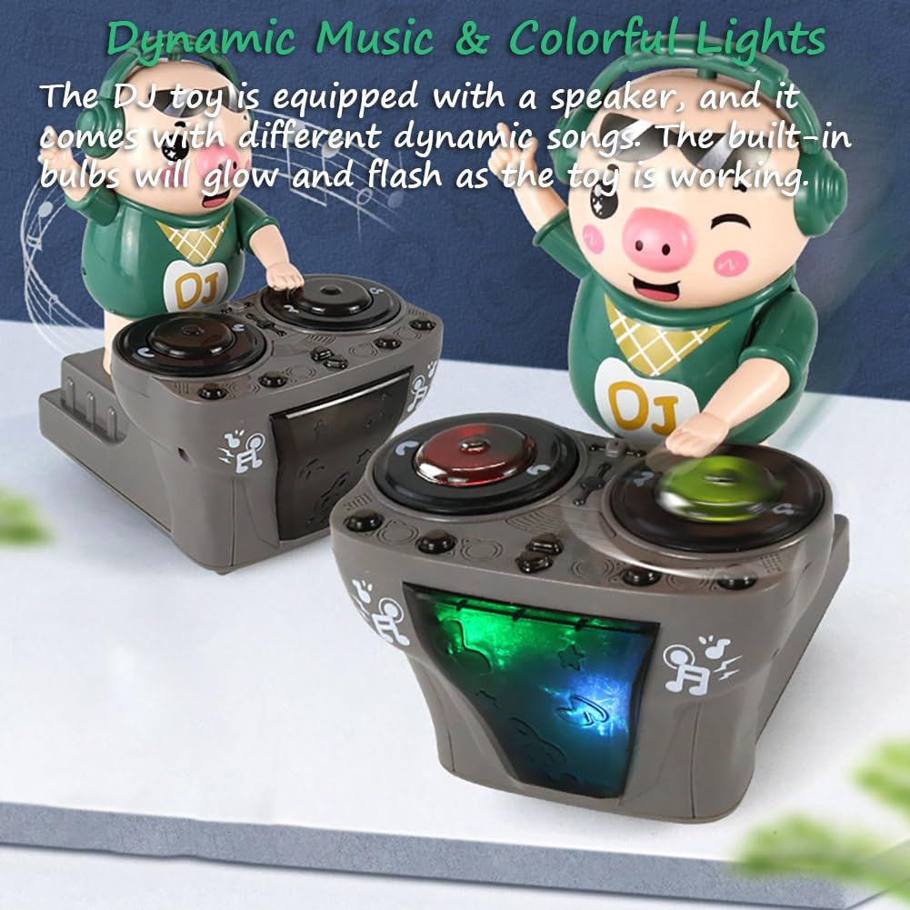 DJ Swinging Piggy Toy with Light and Music Cute Dancing Pig Light up Toys 3 Songs Available DJ Bouncing Piggy Sing — image 3