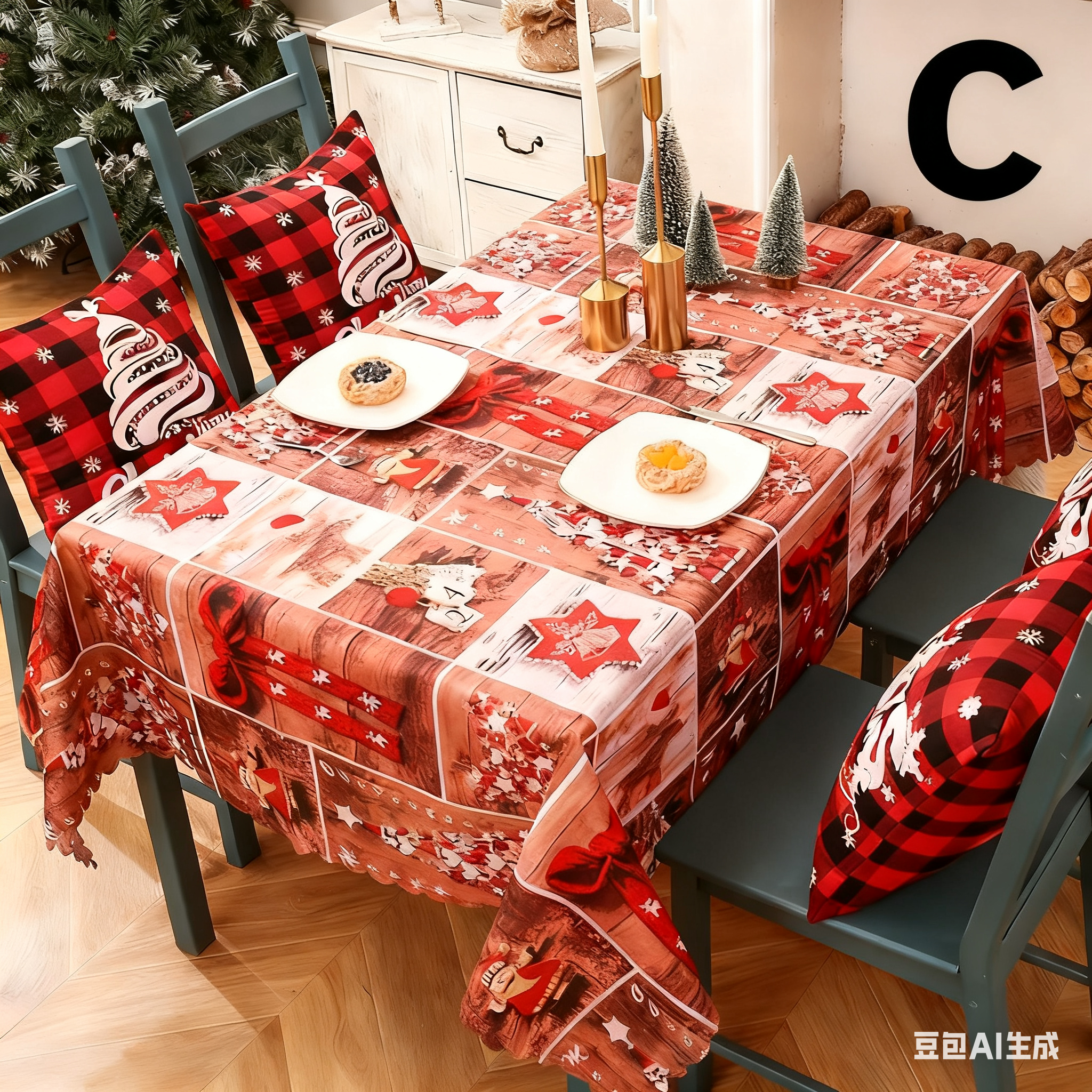 Christmas gift Christmas Tablecloth - Festive 180x150cm Table Cover for Holiday Dining & Home Decor(B) — image 2