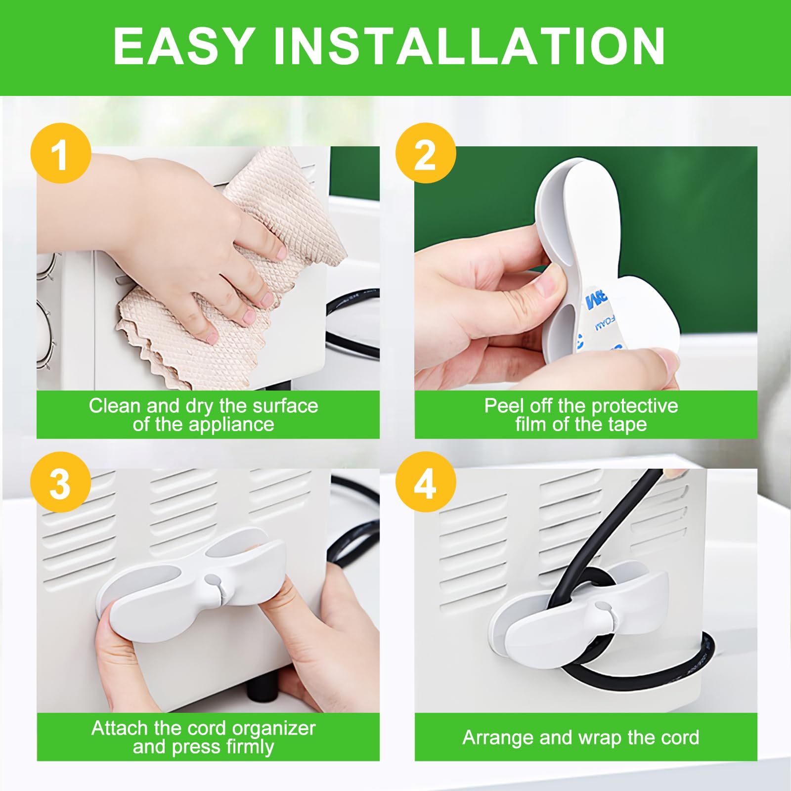 9PCS Cord Organizer for Kitchen Appliances, Upgraded Appliance Cord Holder Stick on, Cord Hider Winder Wrapper Keeper โ image 3
