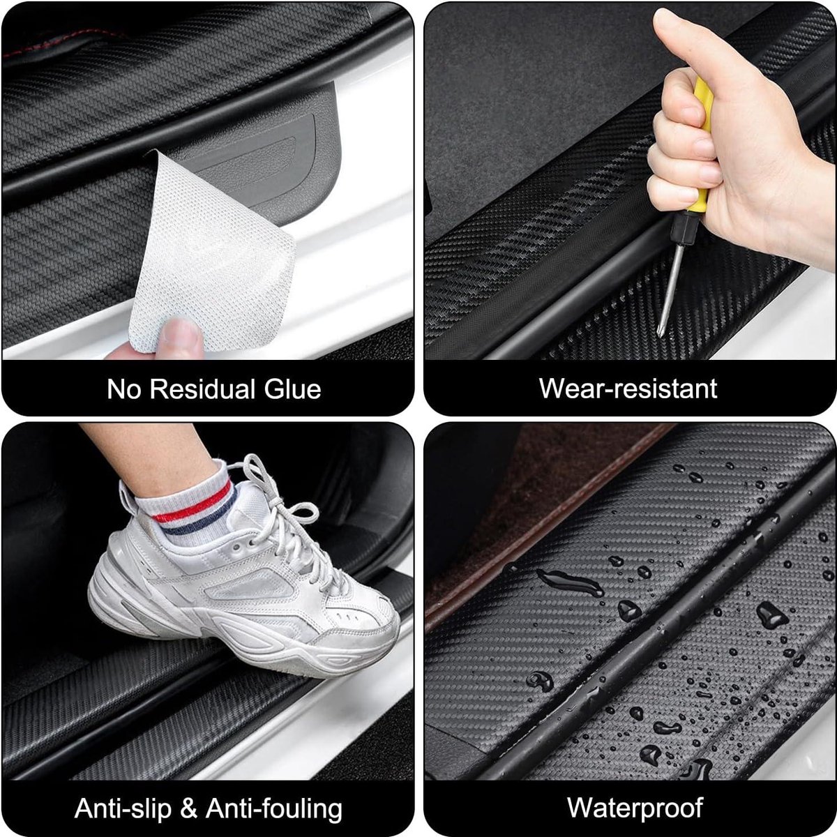 Car Door Sill Moldings - Set of 5, Universal Entry Moldings for SUVs, Anti-Scratch Stickers with Film — image 5