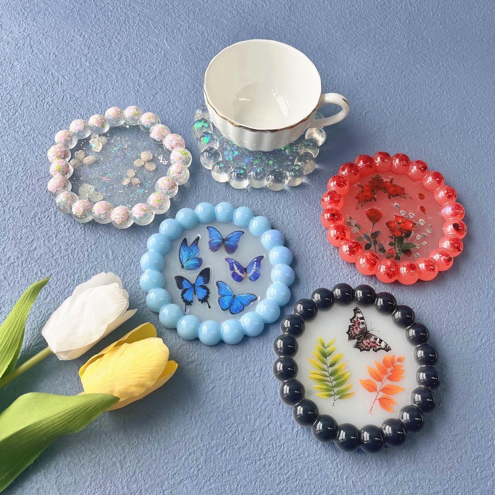 3 Pcs Thickened Resin Coaster Molds, Durable Silicone Coaster Molds for Epoxy Resin, Bubble Resin Tray Molds for DIY Crafts — image 5