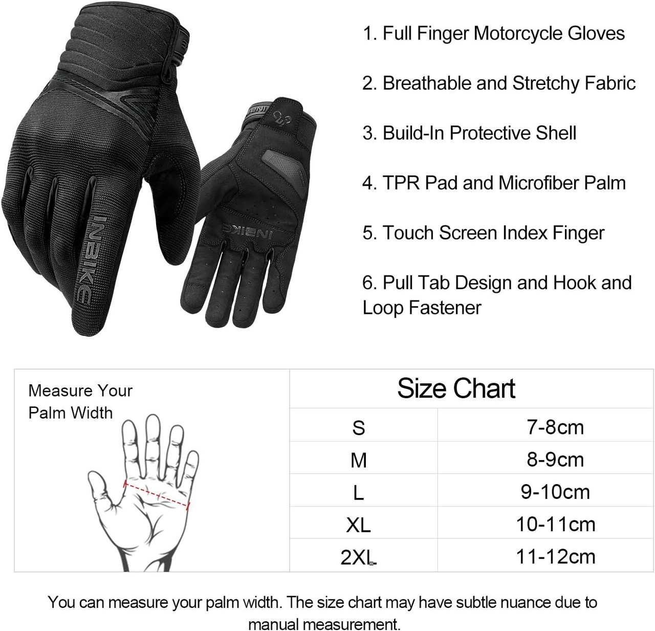 Breathable Mesh Motorcycle Gloves Touchscreen with TPR Palm Pad Hard Knuckle-Back-Medium โ image 2