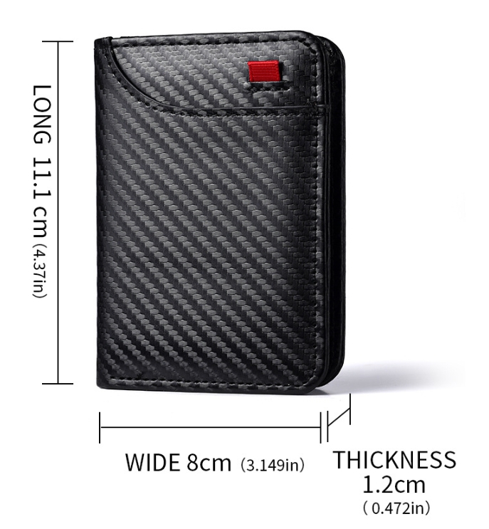 Coffee-colored Sleek Carbon Fiber Vertical Wallet for Men - Slim Bifold Card Holder with Clear ID Window โ image 6