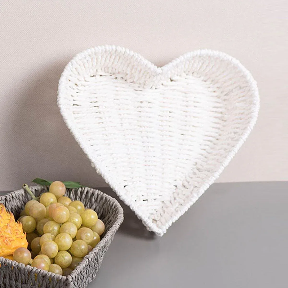 Woven Storage Basket Heart Shaped Bread Basket for Serving and Organizing Items — image 6