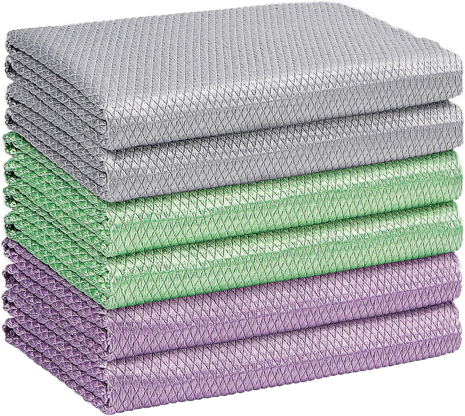 Microfiber Glass Cleaning Cloths-6PK, 16"x14" Lint Free Window Cleaning Cloth, Glasses, Mirrors, Screens, Stainless Steel, Premium Magic Cleaning Cloth for