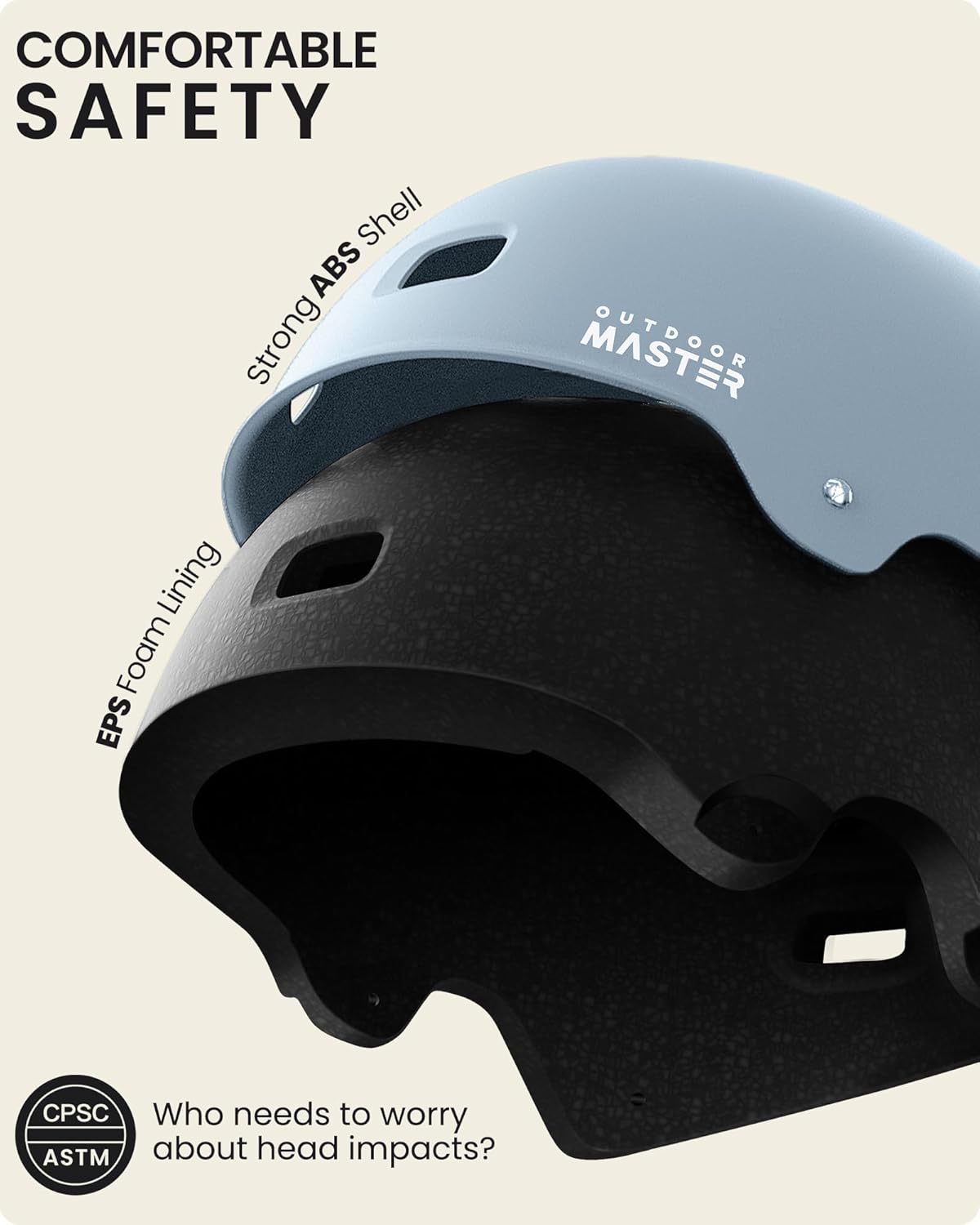 OutdoorMaster Skateboard Bike Helmet for Adults &Youth - Multi-Sport Certified Impact Resistant with 2 Removable Liners & Ventilation for Scooter — image 2