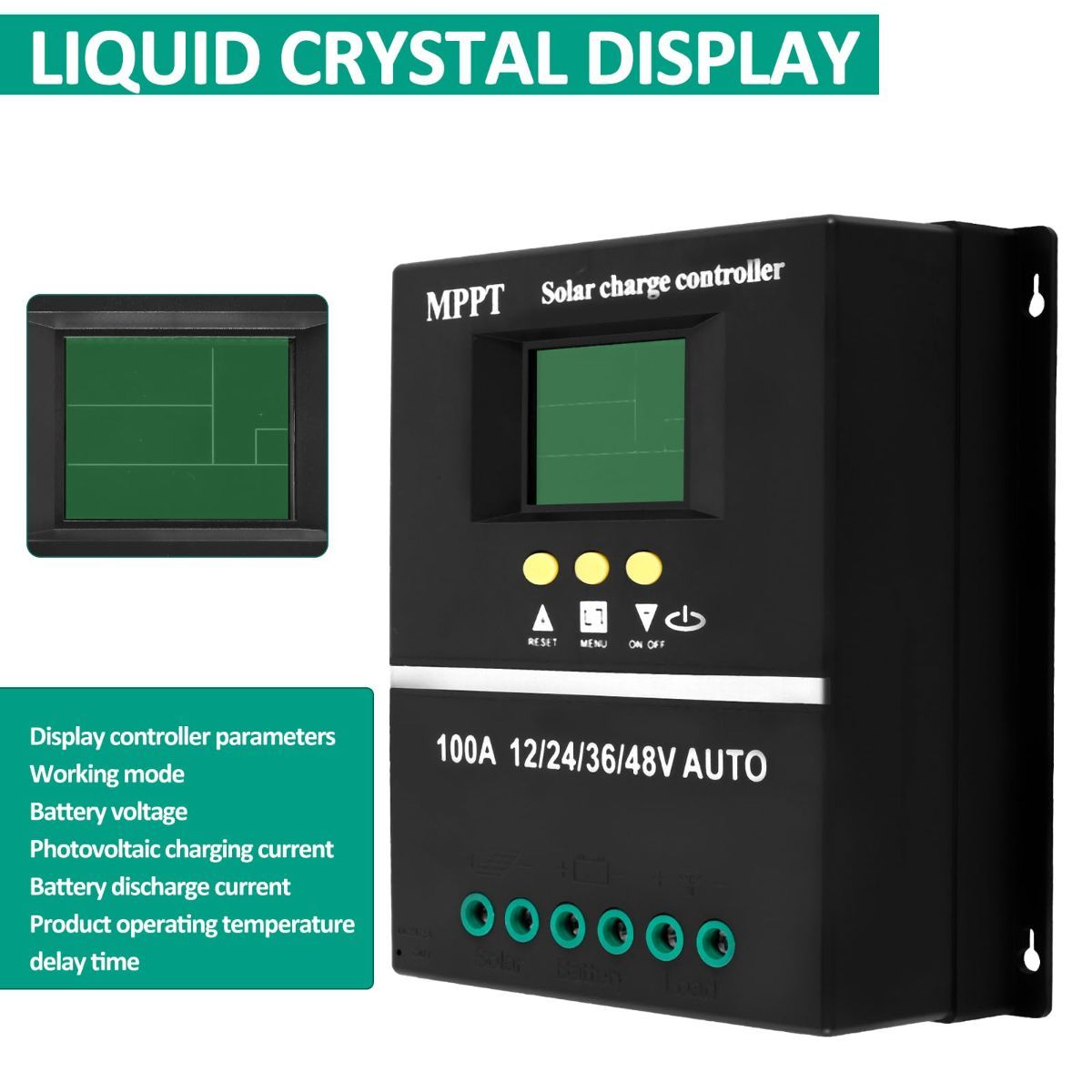 MPPT 36V/48V/24V/12V Solar Charge Controller Tools LCD Dual USB Lead Acid Lithium Batteries Quick Charger - Black - Size 60A — image 3