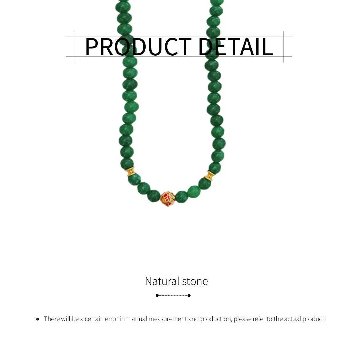Green Natural Stone Beaded Necklace Beauty Handmade Women Simple Healing Reiki — image 3